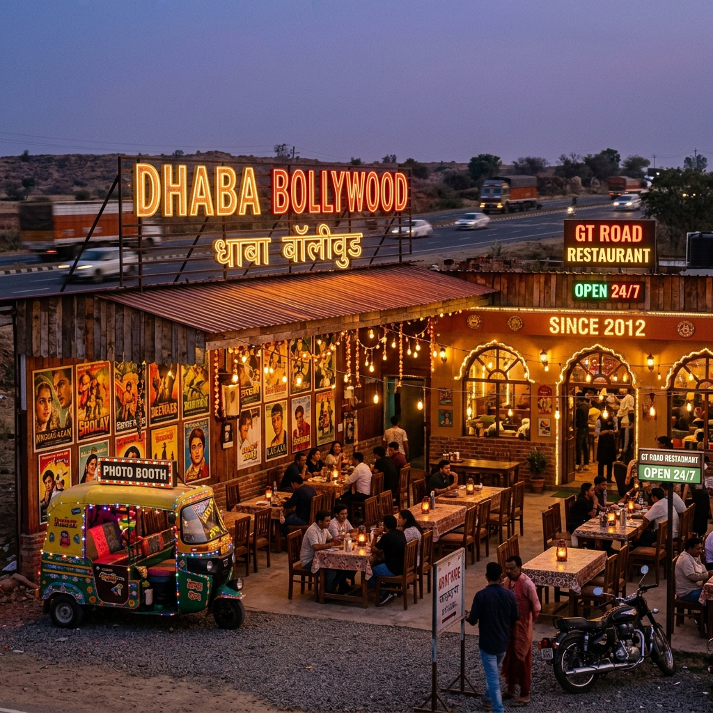 Dhaba Bollywood Entrance and Ambiance